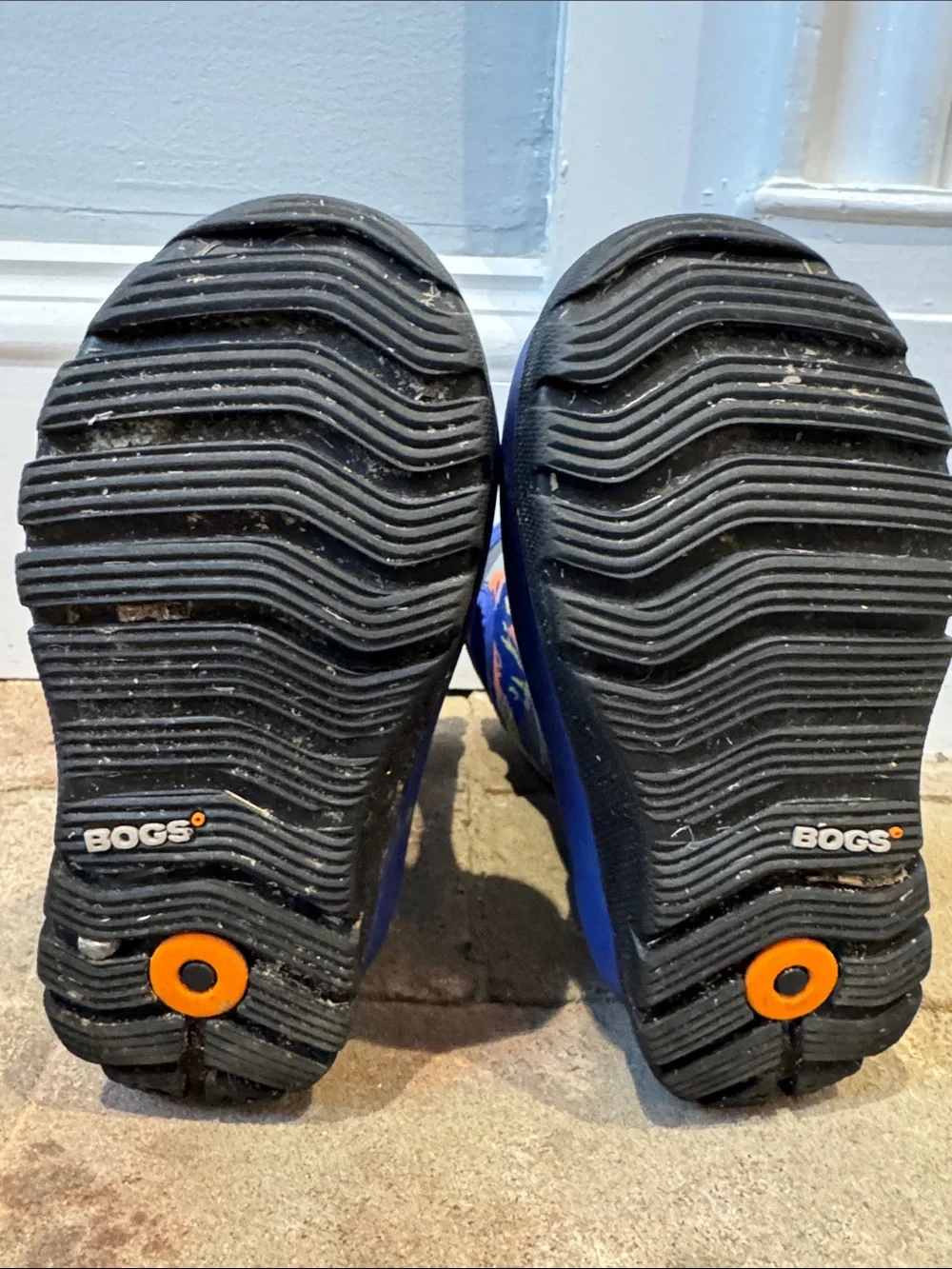 Bogs Kids Blue Rain & Snow Boots with Orange and Yellow Accents